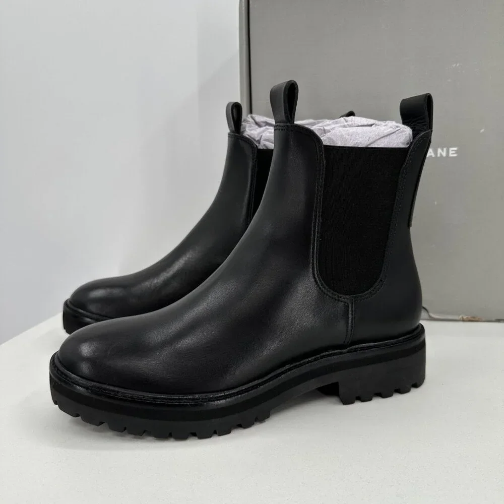 Everlane The Lug Chelsea Boot in Black sz 8.5 Women's Leather Ankle Chunky Sole - Picture 2 of 12